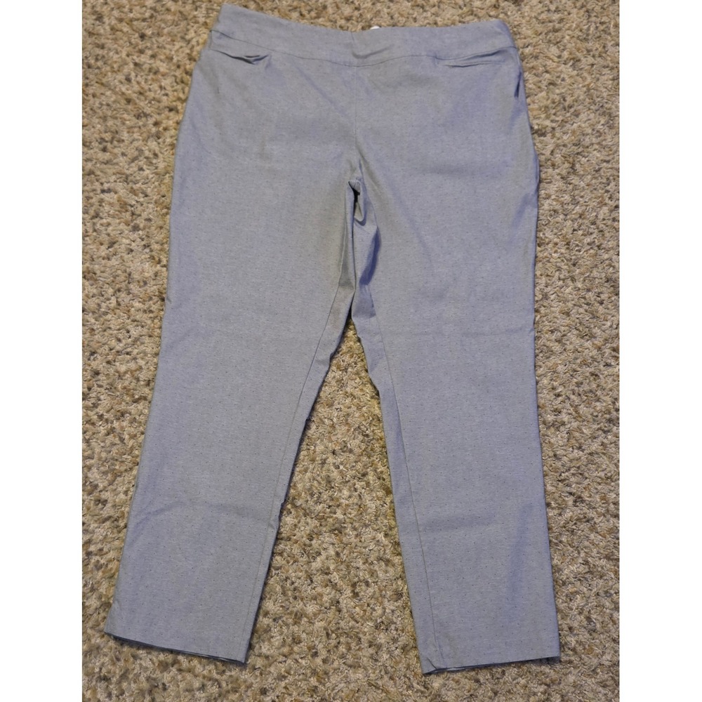 Lady Hagen Stretchy Skinny Pants Women's Size‎ 16 Gray Black Polka Dots